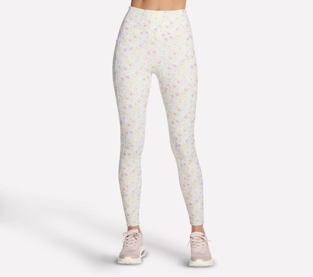 Skechers- Women GO WALK Rib Floral Full Length High-Waisted Legging