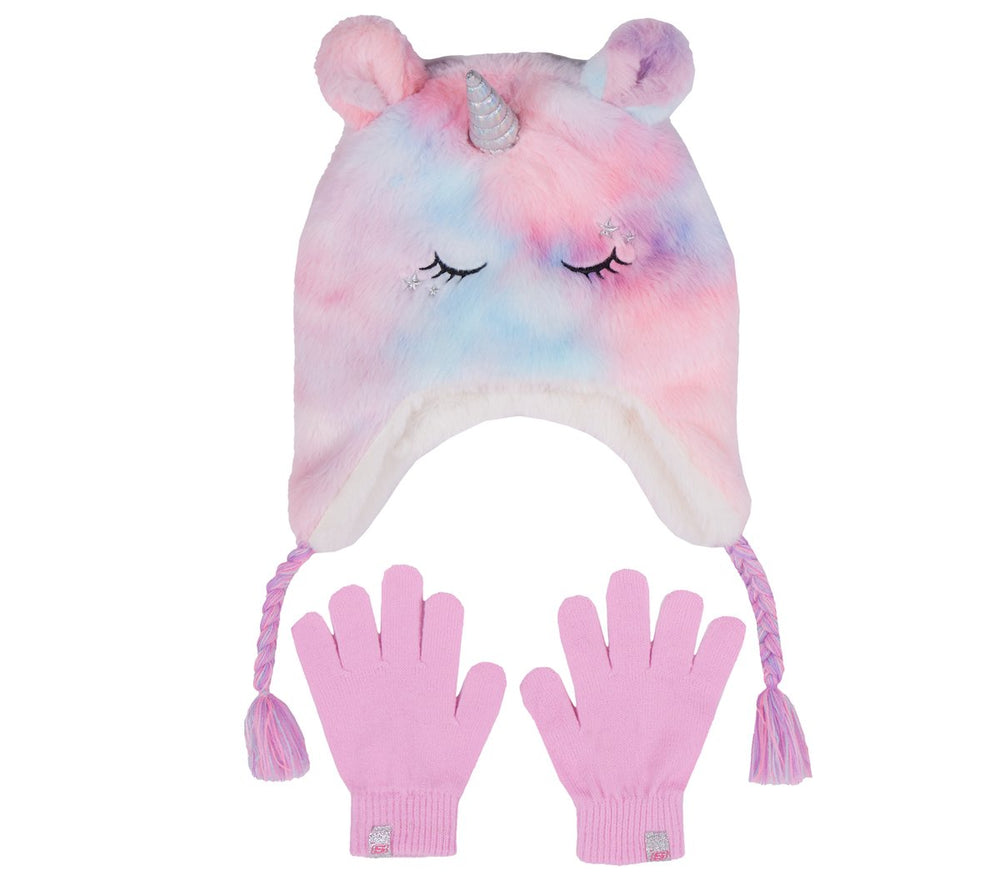 Skechers- Kids|Clothing Cold Weather Plush Tie-Dye Unicorn Hat Set