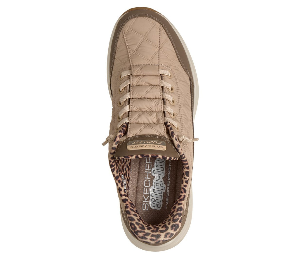 Skechers- Women Slip-ins: Contour Foam - Cozy Fit Leopard Dream