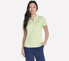 Skechers- Women Short Sleeve On The Green Striped Polo