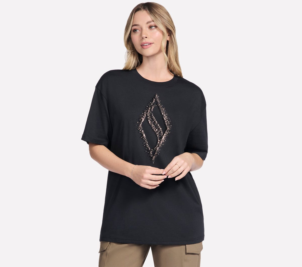 Skechers- Women Gold Splatter Diamond Short Sleeve Tee