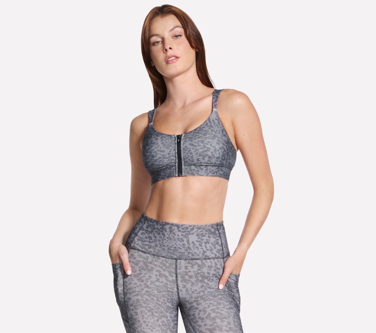 Skechers- Women GO WALK Evolution Printed Zip Front Bra